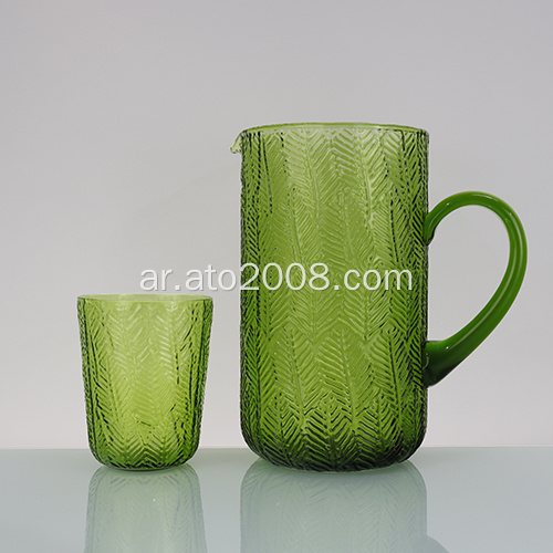 Ato Leaf Pattern Glass Drink Pitcher Partyer Formance لعصير الماء